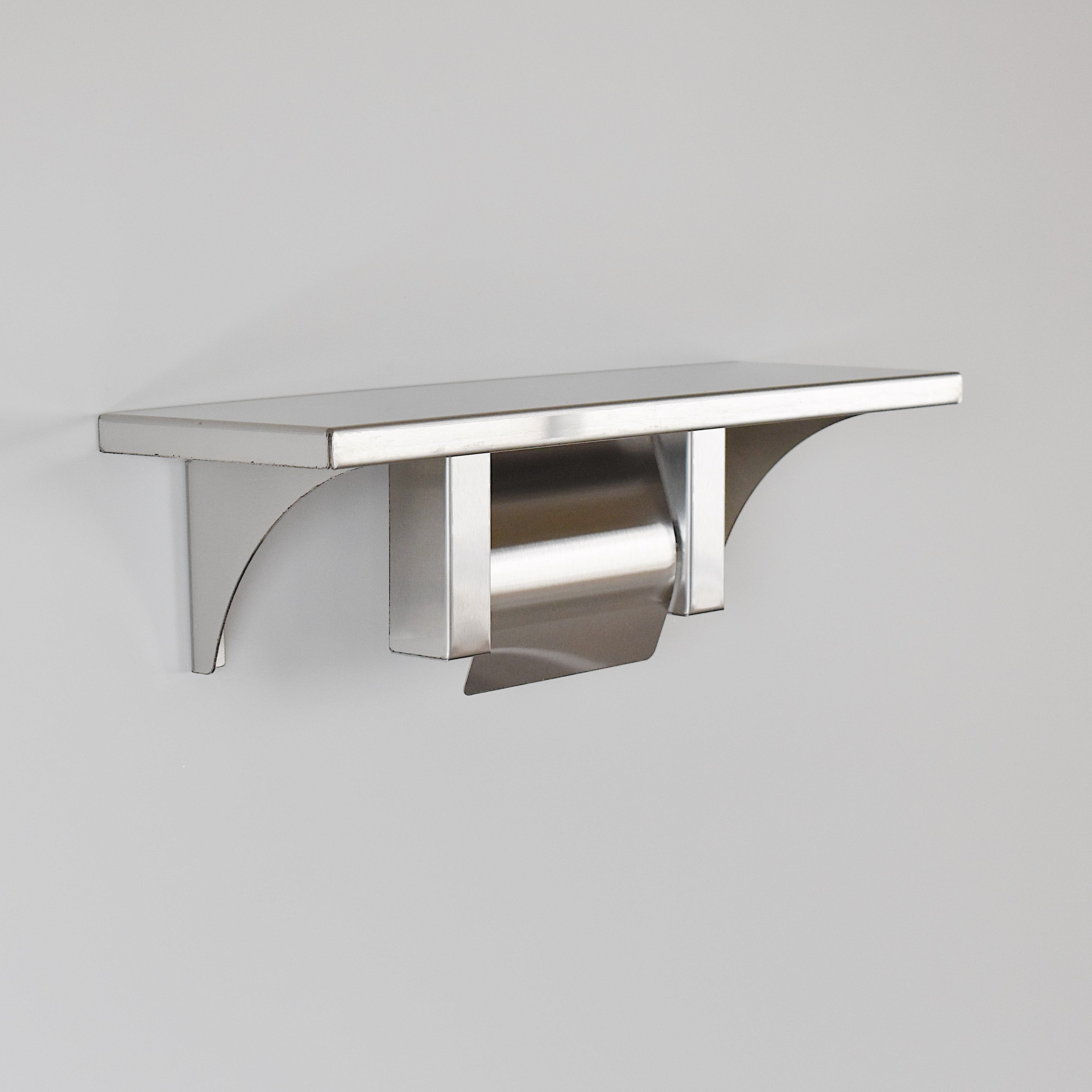 STAINLESS PAPER HOLDER with SHELF SINGLE