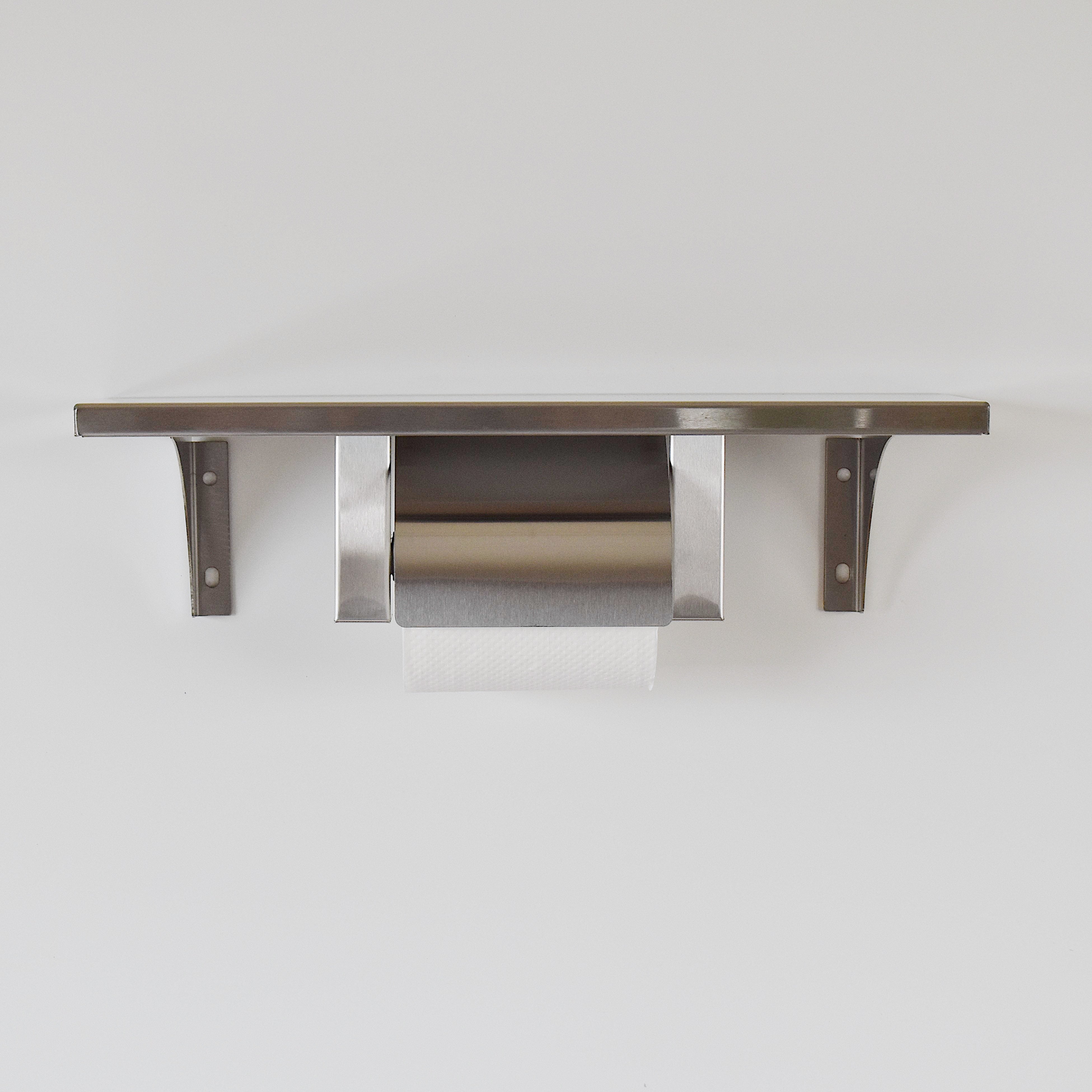 STAINLESS PAPER HOLDER with SHELF SINGLE