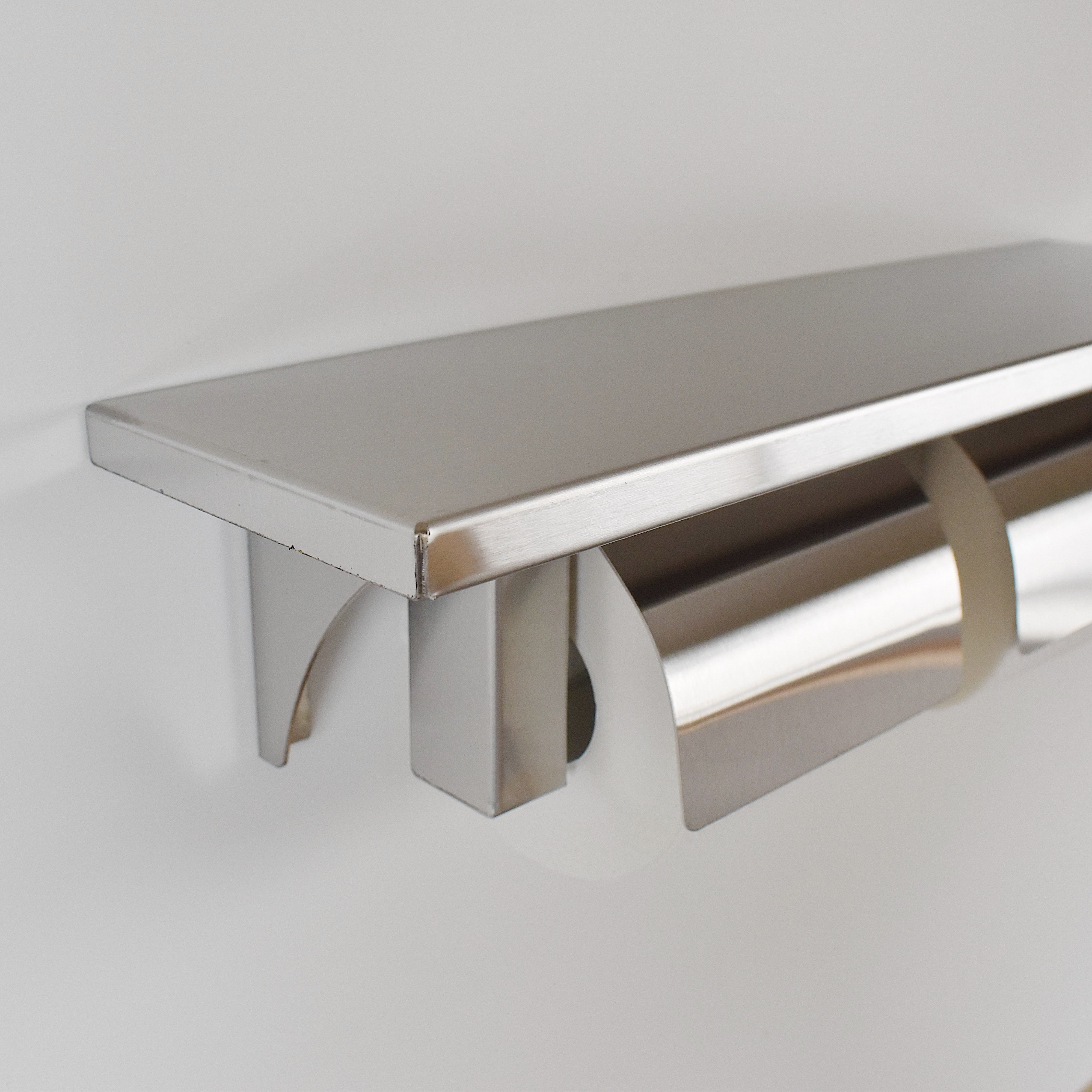 STAINLESS PAPER HOLDER with SHELF DOUBLE