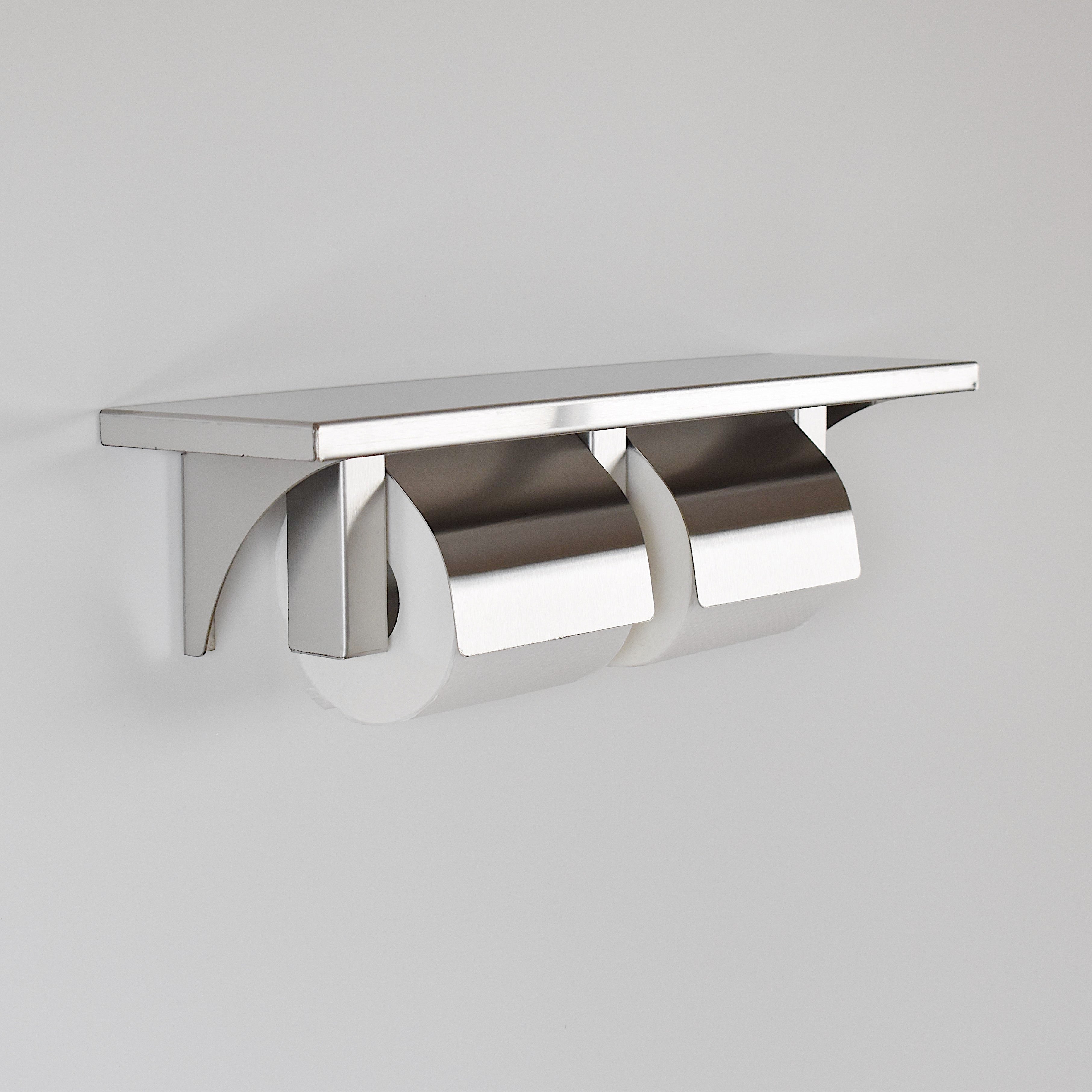 STAINLESS PAPER HOLDER with SHELF DOUBLE