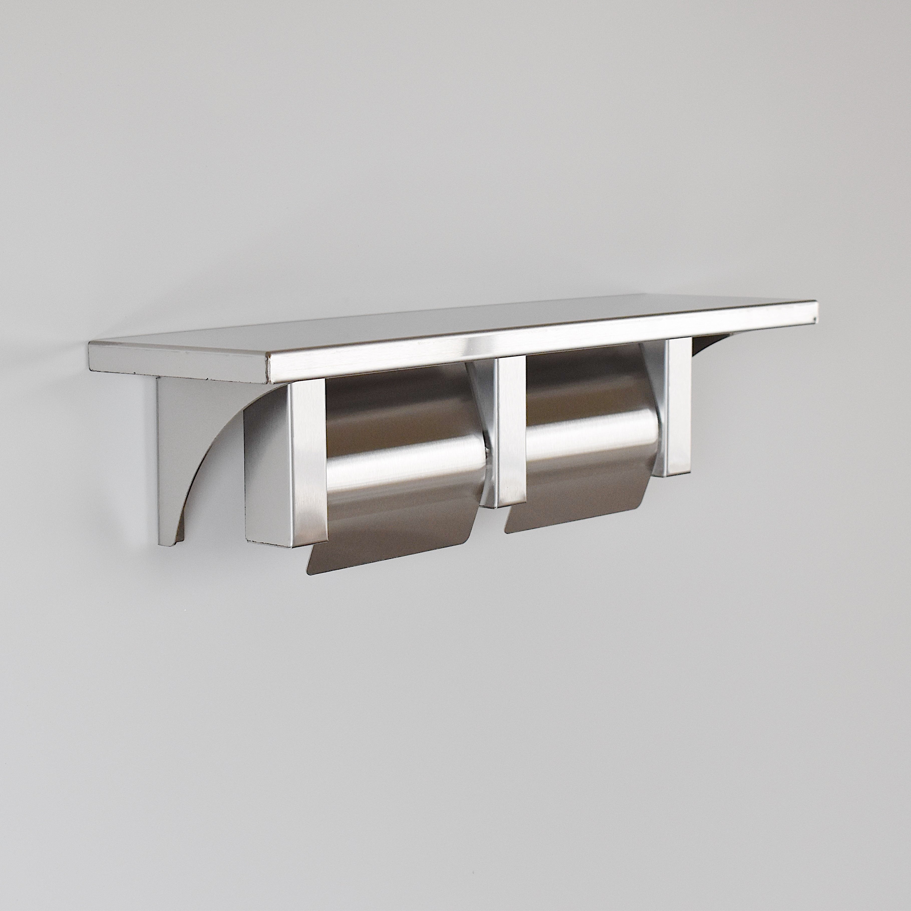 STAINLESS PAPER HOLDER with SHELF DOUBLE