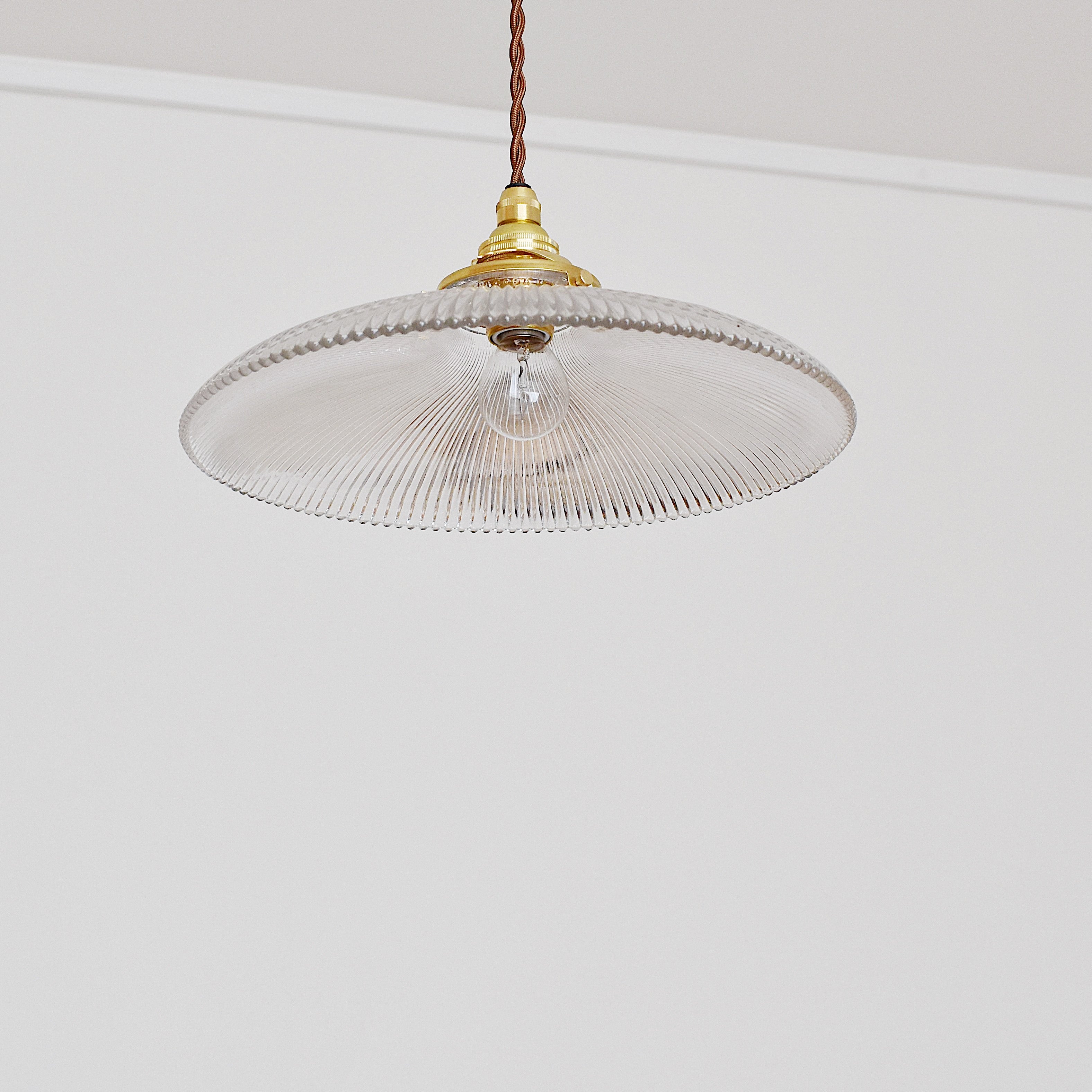 アンティーク　ホロフェーンシェード　ソケット　フィッター付き アンティーク ホロフェーン ガラスシェード [VL-002]